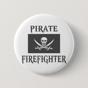 Pirate Firefighter 6 Cm Round Badge