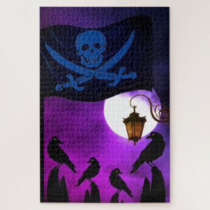 Pirate Flag and Moon Jigsaw Puzzle