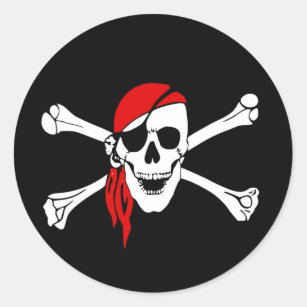 pirate flag bones skull danger classic round sticker