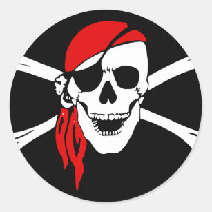 Pirate Flag Bones Skull Danger Symbol Classic Round Sticker
