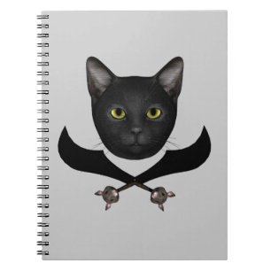 Pirate Flag Cat Spiral Notebook