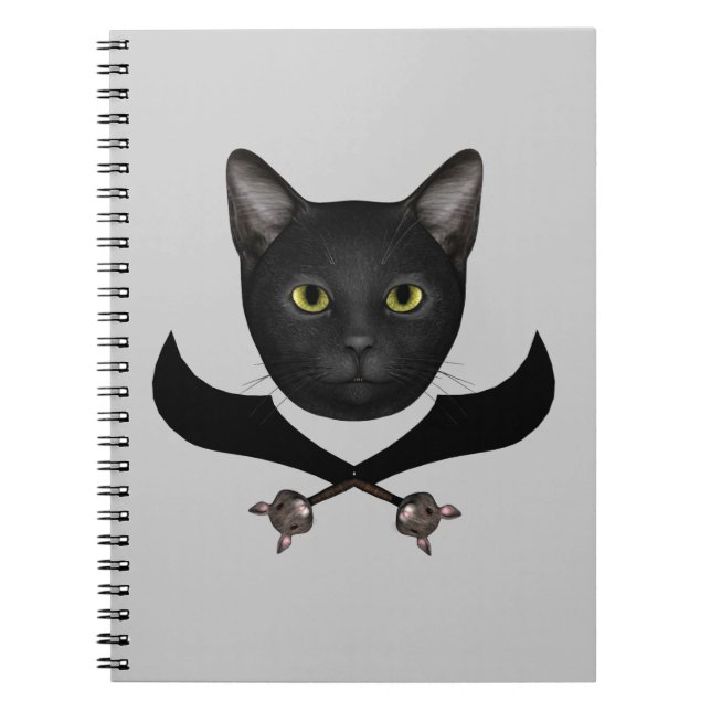 Pirate Flag Cat Spiral Notebook (Front)