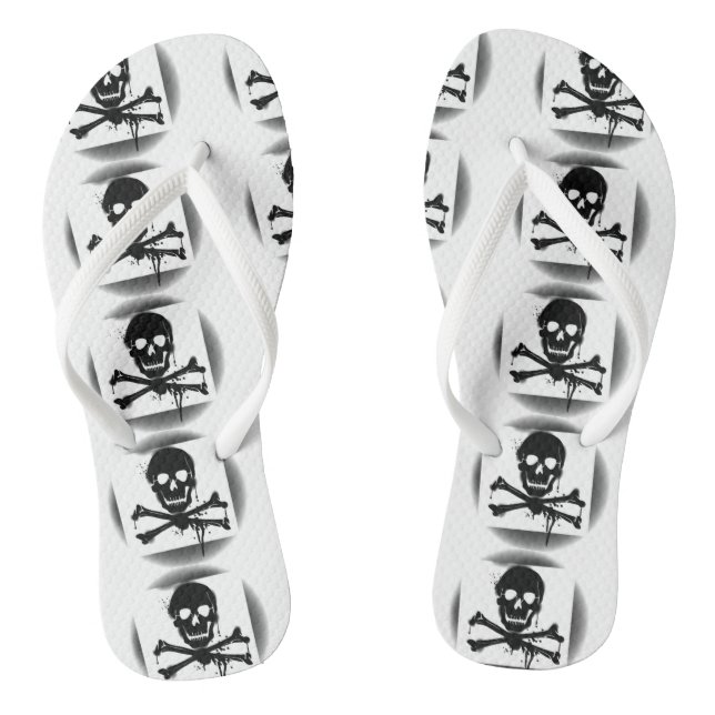 Pirate Flag Skull and Crossbones Jolly Roger Jandals (Footbed)