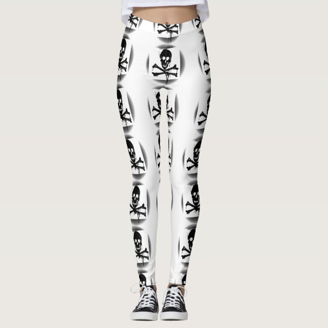Pirate Flag Skull and Crossbones Jolly Roger Leggings (Front)