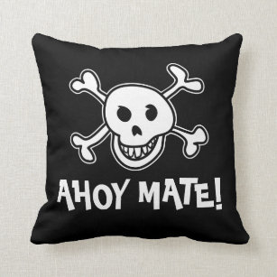 Pirate flag skull and crossbones throw pillow