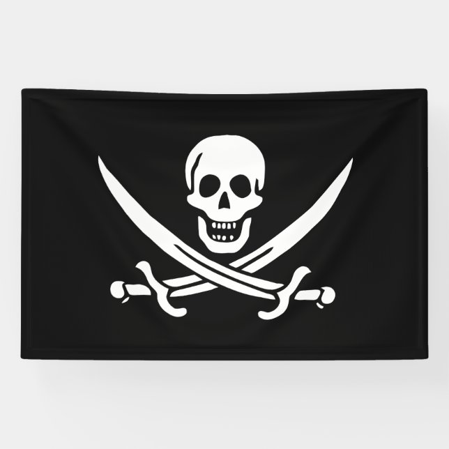 Pirate Flag Skull Crossed Swords Banner (Horizontal)