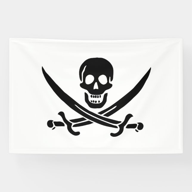Pirate Flag Skull Crossed Swords Banner (Horizontal)