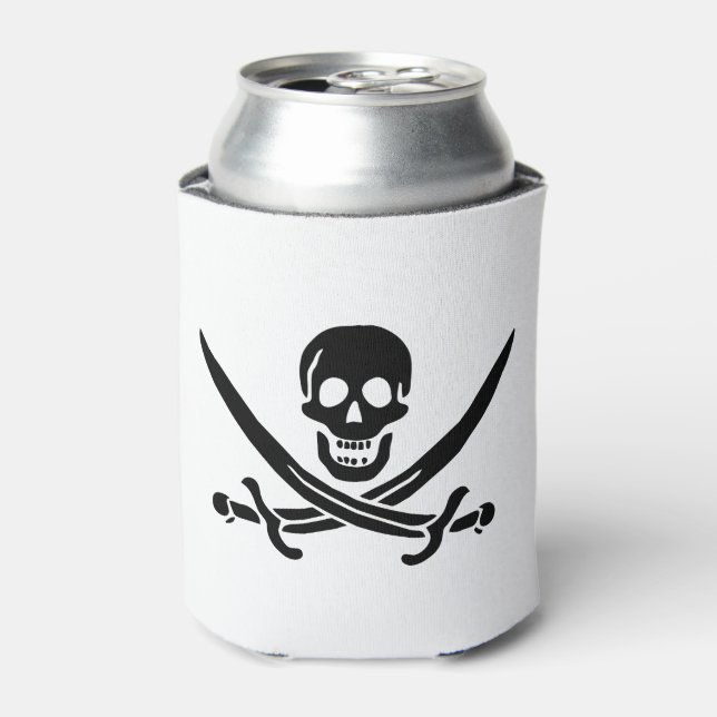 Pirate Flag Skull Crossed Swords Can Cooler (Can Front)