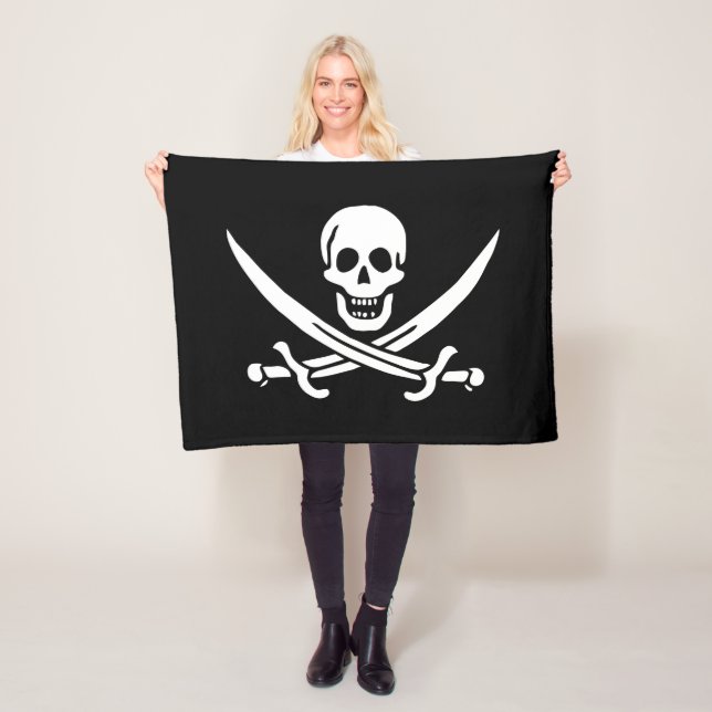 Pirate Flag Skull Crossed Swords Fleece Blanket (In Situ)