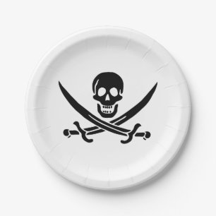 Pirate Flag Skull Crossed Swords Paper Plate