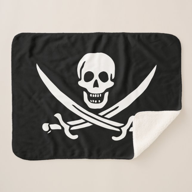 Pirate Flag Skull Crossed Swords Sherpa Blanket (Front (Horizontal))