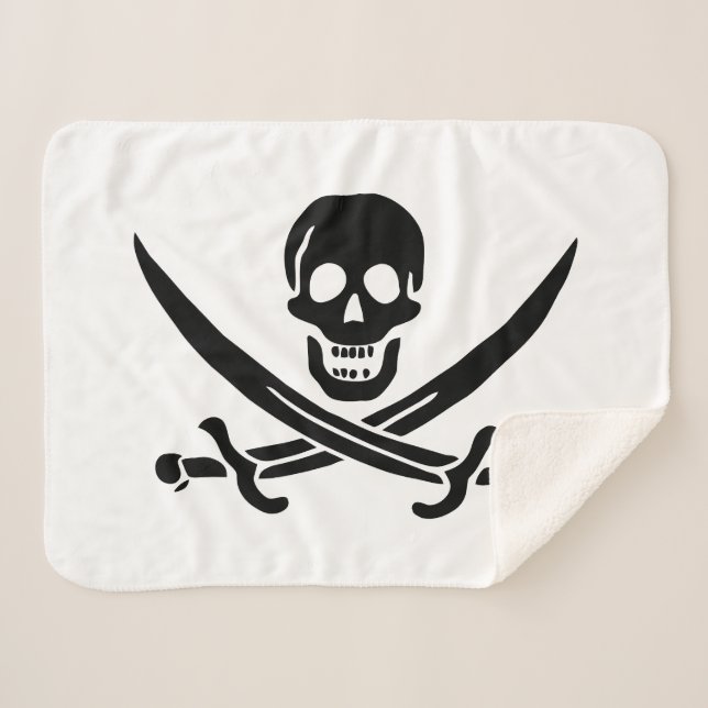 Pirate Flag Skull Crossed Swords Sherpa Blanket (Front (Horizontal))