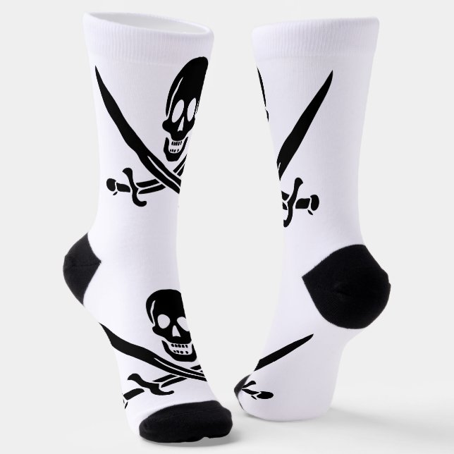 Pirate Flag Skull Crossed Swords Socks (Angled)