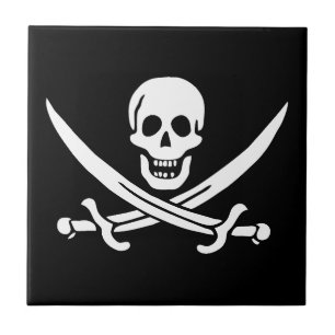 Pirate Flag Skull Crossed Swords Tile