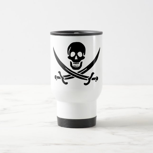 Pirate Flag Skull Crossed Swords Travel Mug (Center)