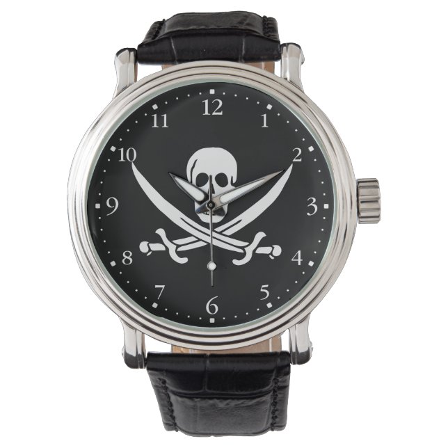 Pirate Flag Skull Crossed Swords Watch (Front)