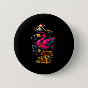 Pirate Flamingo Adventure Map Jolly Roger Hallowee 6 Cm Round Badge