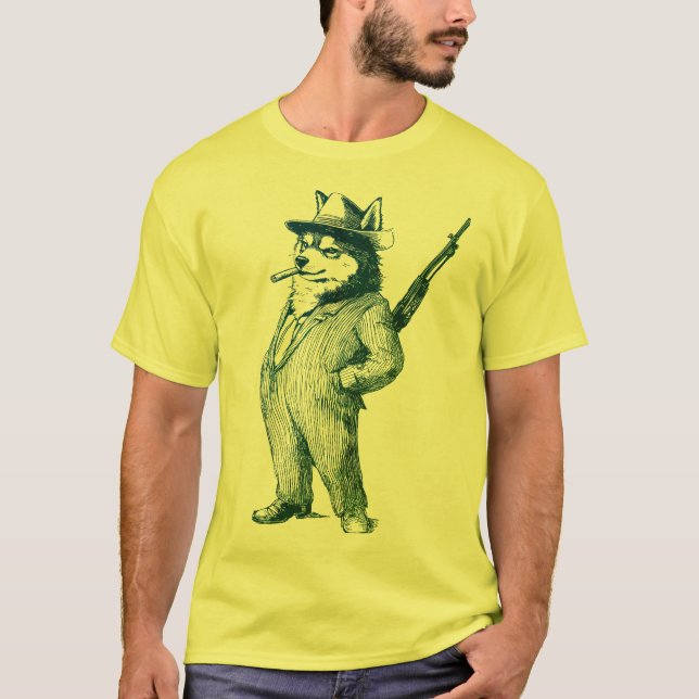 Pirate Fox Character – Sword, Skull Hat,  T-Shirt (Front)