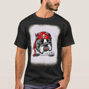 Pirate French Bull dog Love r Dad Mum Leopard Blea T-Shirt