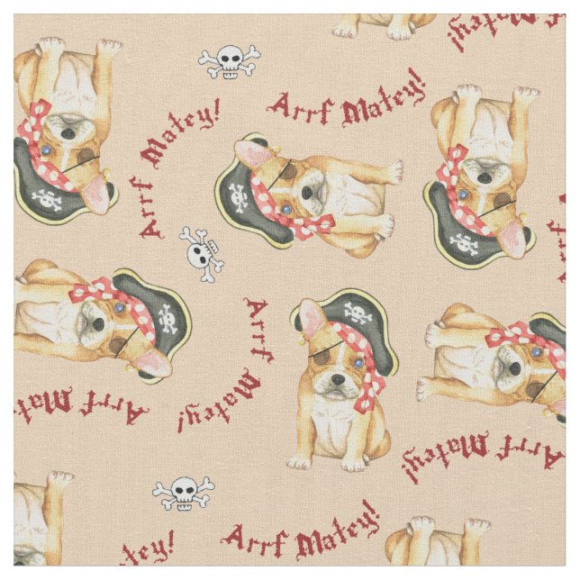 Pirate French Bulldog Fabric (Close Up)