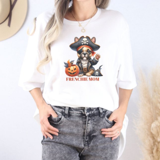 Pirate French Bulldog Halloween Frenchie Mum Tri-Blend Shirt (Creator Uploaded)