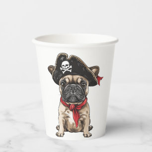 Pirate French Bulldog Skull Crossbones Paper Cups