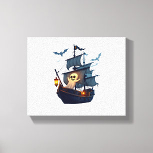 Pirate Ghost Ship – Scary Halloween Tee Canvas Print