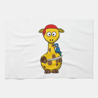 Pirate Giraffe Cartoon Tea Towel