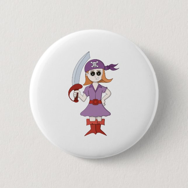 Pirate Girl 6 Cm Round Badge (Front)