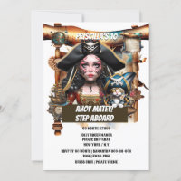Pirate girl cat treasure map birthday theme party