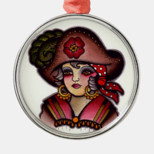 Pirate girl metal tree decoration