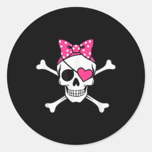 Pirate Girl Skull Heart Outfit Toddler Valentine P Classic Round Sticker