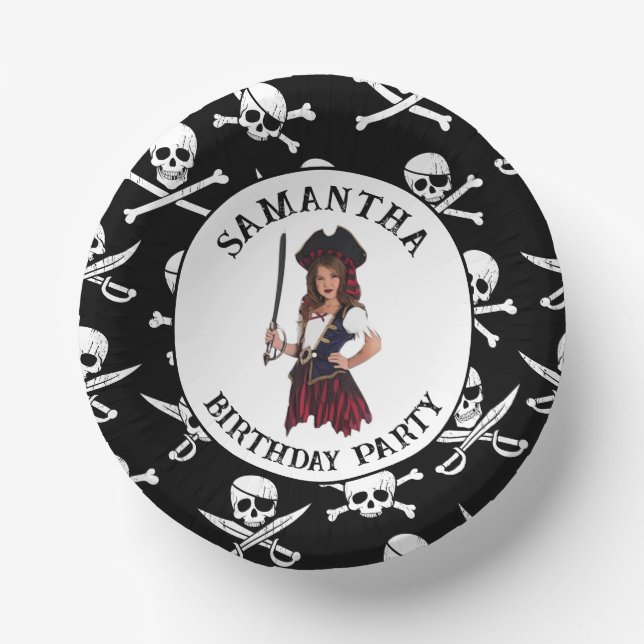 Pirate Girl Skulls  Paper Plate (Front)