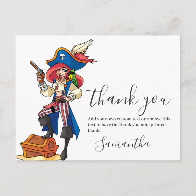 Pirate Girl Thank you Postcard (Front)