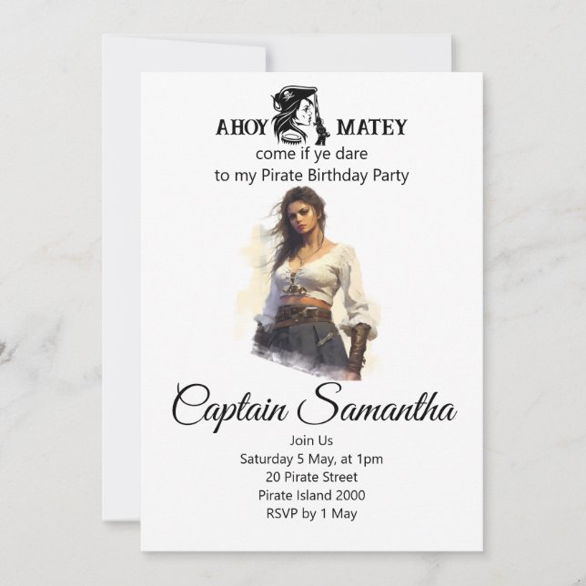 Pirate Girl theme Invitation  (Front)