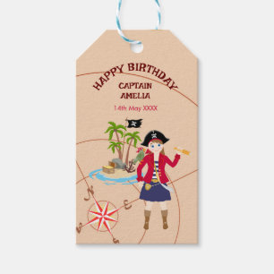 Pirate Girl Treasure Map Fun Birthday Party Gift Tags