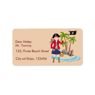 Pirate Girl Treasure Map Fun Birthday Party Label