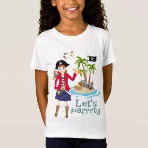 Pirate Girl Treasure Map Fun Birthday Party T-Shirt