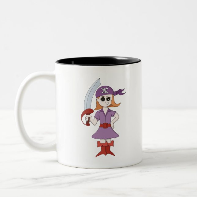 Pirate Girl Two-Tone Coffee Mug (Left)