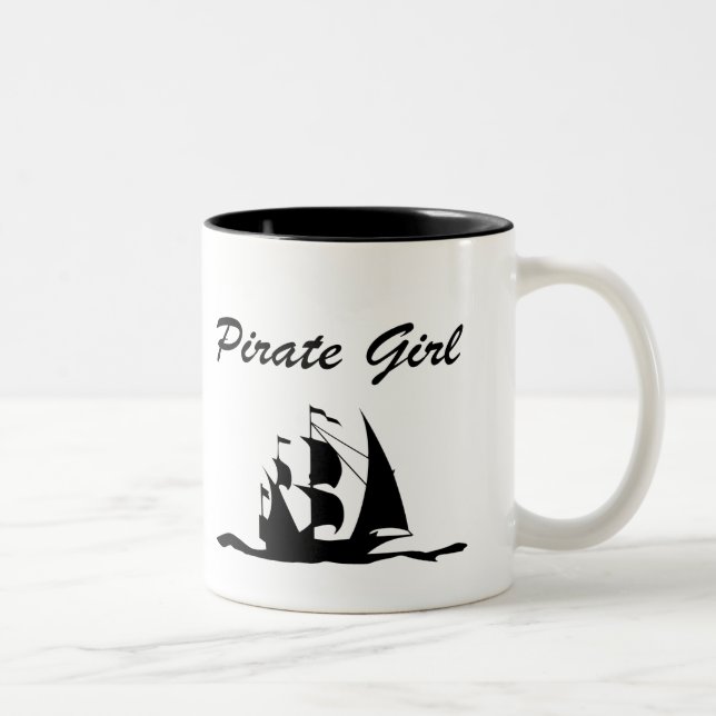 pirate girl Two-Tone coffee mug (Right)