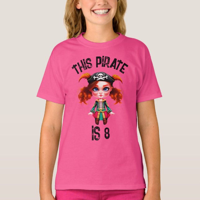Pirate girls theme birthday party DIY age T-Shirt (Front)