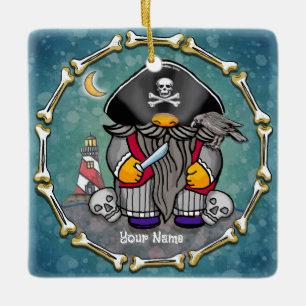 Pirate gnome  ceramic ornament