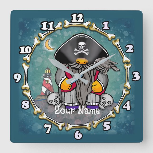 Pirate gnome  square wall clock (Front)