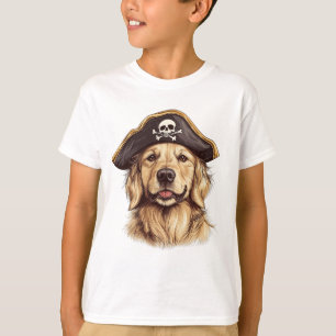 Pirate Golden Retriever Dog Skull T-Shirt