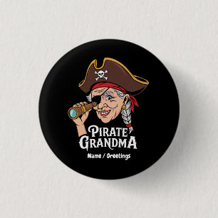 Pirate Grandma Funny Grandmother Halloween Costume 3 Cm Round Badge