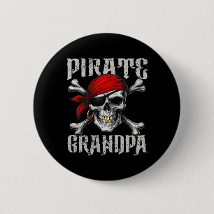 Pirate Grandpa Jolly Roger Flag And Skull Crossbon 6 Cm Round Badge