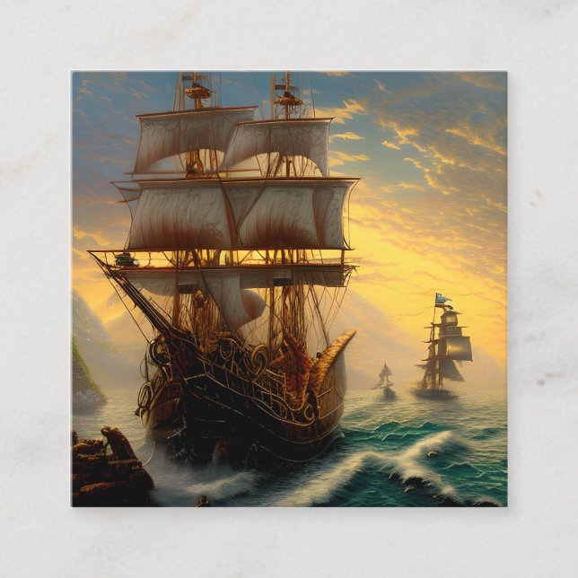 Pirate Graphic Square Business Card (Front)