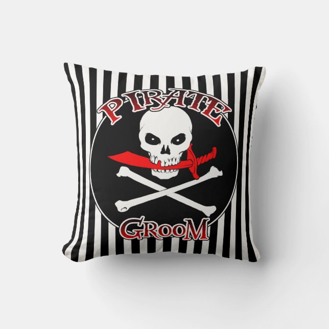 Pirate Groom Throw Pillow (Front)
