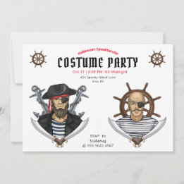 Pirate Halloween Costume Party Adult Invitation