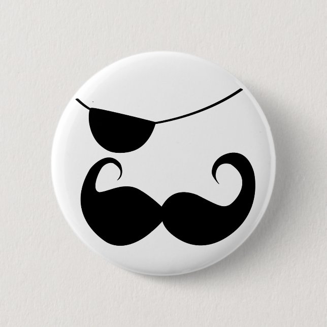 Pirate Handlebar Moustache 6 Cm Round Badge (Front)